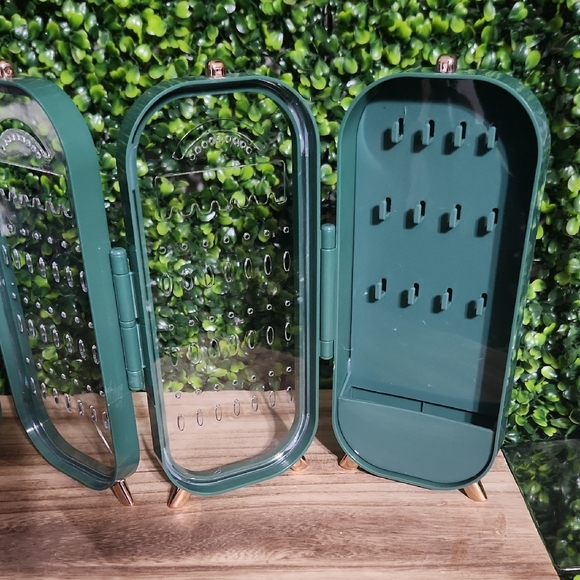 Green Jewelry Organizer and Folding Mirror - Picture 3 of 11